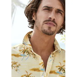 Beachtime Hawaiihemd »Regular fit«, Kurzarm, Freizeithemd mit Palmenprint, reine Baumwolle, Gr. S (37/38) N-Gr, gelb-bedruckt, , 67866348-S N-Gr