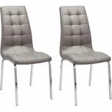 INOSIGN 4-Fußstuhl INOSIGN "Lila", braun (schlamm, silberfarben), B:43cm H:98cm T:60cm, Kunstleder;Sitz und Rücken bequem gepolstert, Stühle, (2 Stück) Bezug in Kunstleder, verchromtes Metallgestell