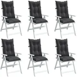 vidaXL Hochlehner-Auflagen 6 Stk. Melange Anthrazit 120x50x7 cm Stoff