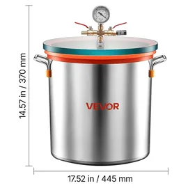 Vevor Vakuumkammer 34,1 L aus Edelstahl, Vakuum-Entgasungskammer mit Gehärtetem Glasdeckel, Schlauch und Luftfilter, für Harzguss, Holzstabilisierung sowie Silikon, Epoxidharz und Ätherische Öle