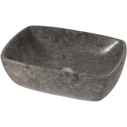 Marmor-Waschbecken MCW-M77, Aufsatzwaschbecken Waschtisch Waschplatz Waschschale Badezimmer, Naturstein 15x51x36cm, grau