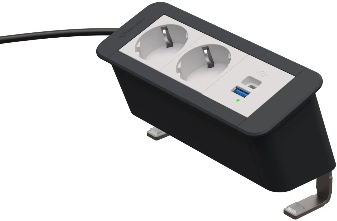 Kindermann CablePort Office desk 3-fach - 2x Strom + 1x USB-A/C - Anklemm-Tischa...
