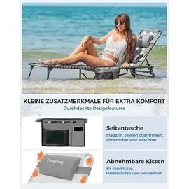luxuskollektion Sonnenliege 5-stufig verstellbar klappbar  grau