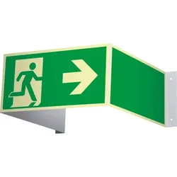 Schild | PERMALIGHT power langnachleuchtend Notausgang rechts in 3D-Optik, ISO, Kunststoff, 972x150mm