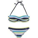 VENICE BEACH Bandeau-Bikini Damen marine-gelb-gestreift Gr.32 Cup A