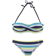 VENICE BEACH Bandeau-Bikini Damen marine-gelb-gestreift Gr.32 Cup A