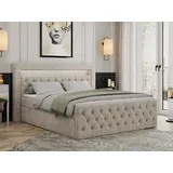 MKS Meble Boxspringbett 180x200 mit Led, Polsterbett 180x200 mit LED Kopfteil - Multipocket-Matratze H3 - Doppelbett mit Bettkasten Stauraumbet - GOLD-9 - 18... - Beige
