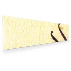 Primedeco Glasbild Wandbild Cremiges Vanilleeis mit Aufhängung, Süsses gelb 120 cm x 40 cm