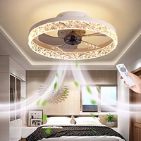 AHQX Deckenventilator LED Mit Lampe 66W Ultra-Leise Deckenventilator Beleuchtung Fernbedienung Dimmbar Fan Deckenlampe Moderne Invisible Fan Deckenleuchte Wohnzimmer Esszimmer Ventilator Lampe,Weiß...