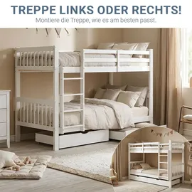 Homestyle4u Etagenbett 90 x 200 cm Kiefer massiv lackiert weiß