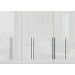 Kleiderschrank PLACES OF STYLE "Piano", weiß (weiß hochglanz), B:317cm H:224cm T:56cm, Spanplatte, Schränke, Drehtürenschrank Kleiderschrank, weiß, UV lackiert, hochglänzend, Soft-Close Funktion