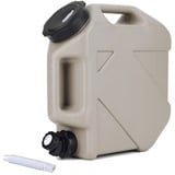 RUYI Wasserkanister mit Hahn und Schraubdeckel, Camping Wasserkanister BPA-frei Trinkwasserkanister, Tragbarer Wassertank mit Griff für Wohnwagen Picknick Wandern (10L, Khaki)