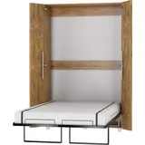 FurnitureByJDM Schrankbett 120x200 cm – Vertikales Klappbett für Platzersparnis – Kompaktes Klappbares Bett im Schrank – Teddy Wandbett (Eiche Burgunderrot)