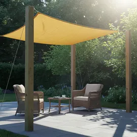 Relaxdays Sonnensegel, HDPE, atmungsaktiv, Segel Garten & Balkon, Segeltuch mit Spannseilen, quadratisch, Sand