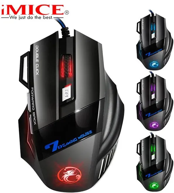 iMICE Ergonomische Wired Gaming Maus 7 Tasten LED 5500 DPI USB Computer Maus Gamer Mäuse X7 Stille Mause Mit hintergrundbeleuchtung Für PC Laptop