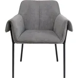 Kare Design Armlehnstuhl Bess, Grau, Armlehnstuhl, Esszimmerstuhl, Stahl Beine, 85x70x63 cm (H/B/T)