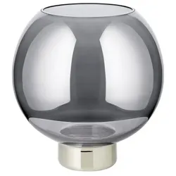 EDZARD Windlicht Jack (H 21 cm, Ø 19,5 cm), dunkles Kristallglas mit Platinrand