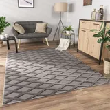 Paco Home Teppich Wohnzimmer Schlafzimmer Kurzflor Boho Skandi Raute 3D Grau Anthrazit 160x220 cm - Grau