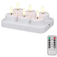 Amxcnoy Set Mit 6 Wiederaufladbaren Led-teelichtern, Elektrischen Led-teelichtern Mit Flackernder Flamme, Ladestation Und Fernbedienung