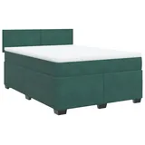 vidaXL Boxspringbett mit Matratze Dunkelgrün 160x200 cm Samt