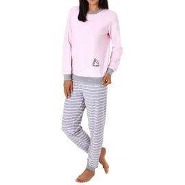 normann Frottee Pyjama Damen langarm mit Bündchen Pinguin Stickerei Rosa 36/38