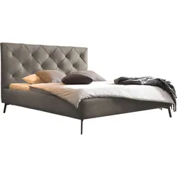 Polsterbett 3C CANDY "Beatris in 4 Breiten bis 200cm, Samtoptik", silber, L:215cm, Samtoptik (100% Polyester), Betten, mit Rückensteppung, belastbar bis 260kg, auch in Überlänge 220 cm