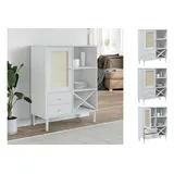 vidaXL Highboard SENJA Rattan-Optik Weiß 90x40x112 cm Kiefernholz