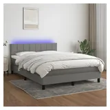 vidaXL Boxspringbett mit Matratze & LED Dunkelgrau 140x200 cm Stoff