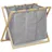 Relaxdays Wäschesortierer, klappbarer Wäschesammler mit 3 Fächern, 3x 28 L, Wäschetrenner, 57,5 x 69 x 38 cm, grau/Natur