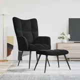 vidaXL Relaxsessel mit Hocker Schwarz Samt