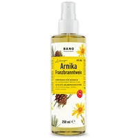 BANO Tiroler Arnika Franzbranntwein 250ml, Ideal vor und nach Sport, sowie bei Muskelkater, zum Kühlen schwerer Beine, enthält 65% vol. Alkohol, Latschenkieferöl, Menthol und Arnikaextrakt