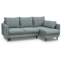 Siblo Ecksofa Modernes, ausklappbares Ecksofa Arria mit Schlaffunktion - bequemes Ecksofa - stilvolles Ecksofa - Bettzeugbehälter - Holzbeine - Wohnzimmer grau