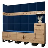 ABIKS MÖBEL Garderoben-Set ARTIN Set 9 Garderobe mit gepolsterten Paneelen, Industriell Design blau