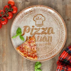 Mambocat 2er Set Pizzateller Creme & grün 33cm Ø 1x ZREC01 & 1x ZREC03