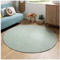 Steffensmeier Teppich Bali | 100% Baumwolle, Grün meliert, handgefertigt, Größe: Ø 80 cm | Flur, Eingangsbereich, Wohnzimmer
