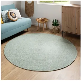 Steffensmeier Teppich Bali | 100% Baumwolle, Grün meliert, handgefertigt, Größe: Ø 80 cm | Flur, Eingangsbereich, Wohnzimmer