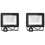 2*50w led strahler bewegungsmelder,5000LM LED Strahler Außen mit Bewegungsmelder IP66 Scheinwerferled aussenstrahler mit bewegungsmelder Warmweiß 3000K Außenstrahler LED Fluter Flutlicht für Garage