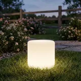 ideoon lights Moderne LED Solar Zylindrische Tischlampe 27,0 cm inkl. Erdspiess RGBW Farbwechsel weiß