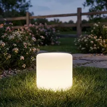 ideoon lights Moderne LED Solar Zylindrische Tischlampe 27,0 cm inkl. Erdspiess RGBW Farbwechsel weiß
