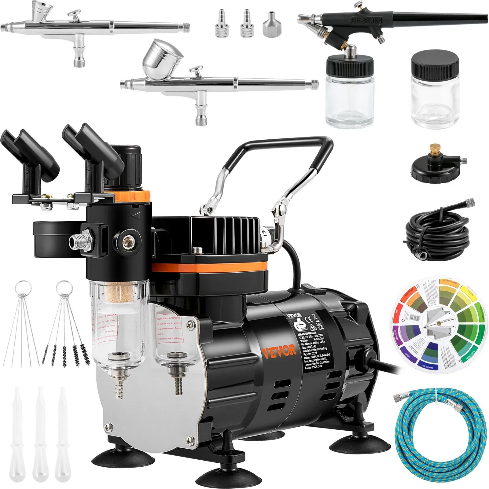 VEVOR Profi Dual Action Airbrush-Spritzpistole Set 18 - 23 L/min 120 W 220 V Mini Airbrush Luftkompressor Schwerkraft Lackierpistole für