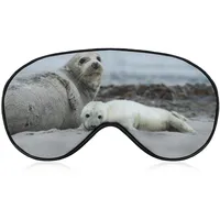 Graue Robben-Augenmaske mit Welpe und Mutter, für Männer, Frauen, Teenager, Kinder, Nachtschlaf, Augenschattenabdeckung, Komfort für Reisen, Yoga, Nickerchen