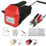 Nartov Ölabsaugpumpe 12V 80W Ölpumpe Elektrisch Ölabsaugpumpe Motoröl Dieselpumpe Kraftstoffpumpen Absaugpumpe öl Dieselpumpe Tragbare Ölpumpe für Auto Motorrad Boot LKW Wohnmobil (Rot) (Rot)