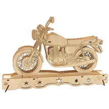 Dekohelden24 Ostalgie Moped Schwippbogen, DDR - Moped Schwibbogen, Lichterbogen Ostalgie, Schwibbogen DDR-Fahrzeug, aus Holz mit LED-Beleuchtung – Batteriebetrieben (2x AA), Made in EU, L/B/H 35 x 4 x 23 cm.