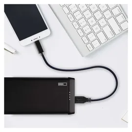 EMOS - ALPHA 10S Powerbank 10 000 mAh - externer Akku mit Passthrough - 2 USB-A-Ausgänge, 1 micro-USB-Eingang - inkl. 2 USB-Datenkabel - auto ON/OFF - für iPhone, iPad, Smartphone, Tablet - schwarz