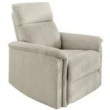 luma-home Relaxsessel 15504 Cord 78 x 100 x 93 cm Beige mit Liegefunktion