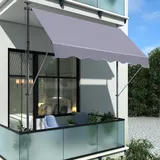 Klemmmarkise Aus Aluminium In Dunkelgrau, Höhen- Und Neigungsverstellbar, Mit Handkurbel, Uv-schutz