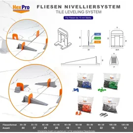 hexpro Fliesen Nivelliersystem Set (20000 Zuglaschen 1,5mm) Nivelliersyst...