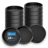RCHYFEED Füße Protector Pad, 16 Stück Möbelgleiter 5cm, Antirutsch Pads für Möbelrollen, Ideal Anti-rutsch Gummi, Ideal für Fliesenböden, Antirutschpads für Möbel & Gegenstände (Schwarz Rund)