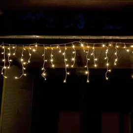 FHS International LED Eisregen Lichterkette 168 LEDs, 4 m, Timer außen 168er