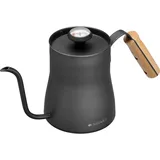 Navaris Wasserkocher Wasserkessel für Kaffee Zubereitung - 1l Schwanenhals Kessel inkl. Thermometer - mit langem Ausgießer und Holzgriff